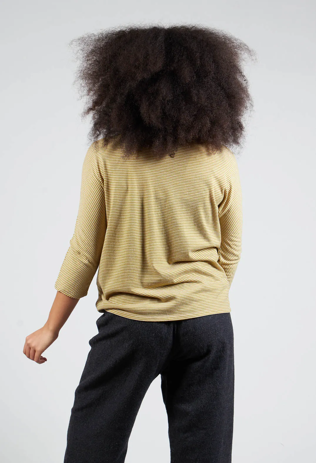 3/4 Sleeve Striped T-Shirt in Canapa Orca