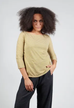 3/4 Sleeve Striped T-Shirt in Canapa Orca