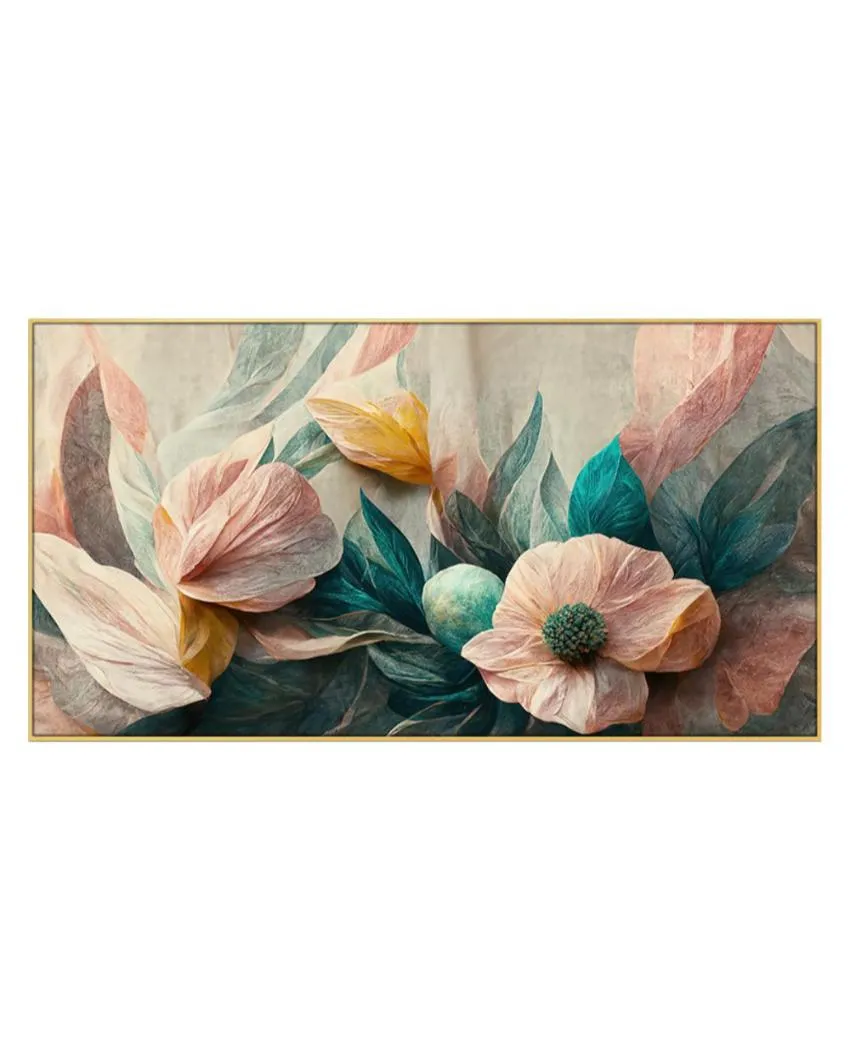 Art Prints Luxurious  Pink Flowers Canvas Frame Wall Painting | 24 x 12 inches , 36 x 18 inches & 48 x 24 inches