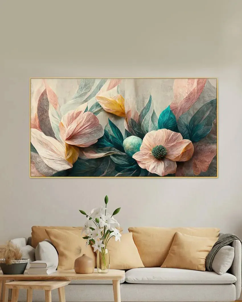 Art Prints Luxurious  Pink Flowers Canvas Frame Wall Painting | 24 x 12 inches , 36 x 18 inches & 48 x 24 inches