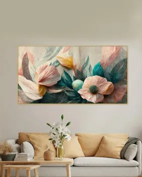 Art Prints Luxurious  Pink Flowers Canvas Frame Wall Painting | 24 x 12 inches , 36 x 18 inches & 48 x 24 inches