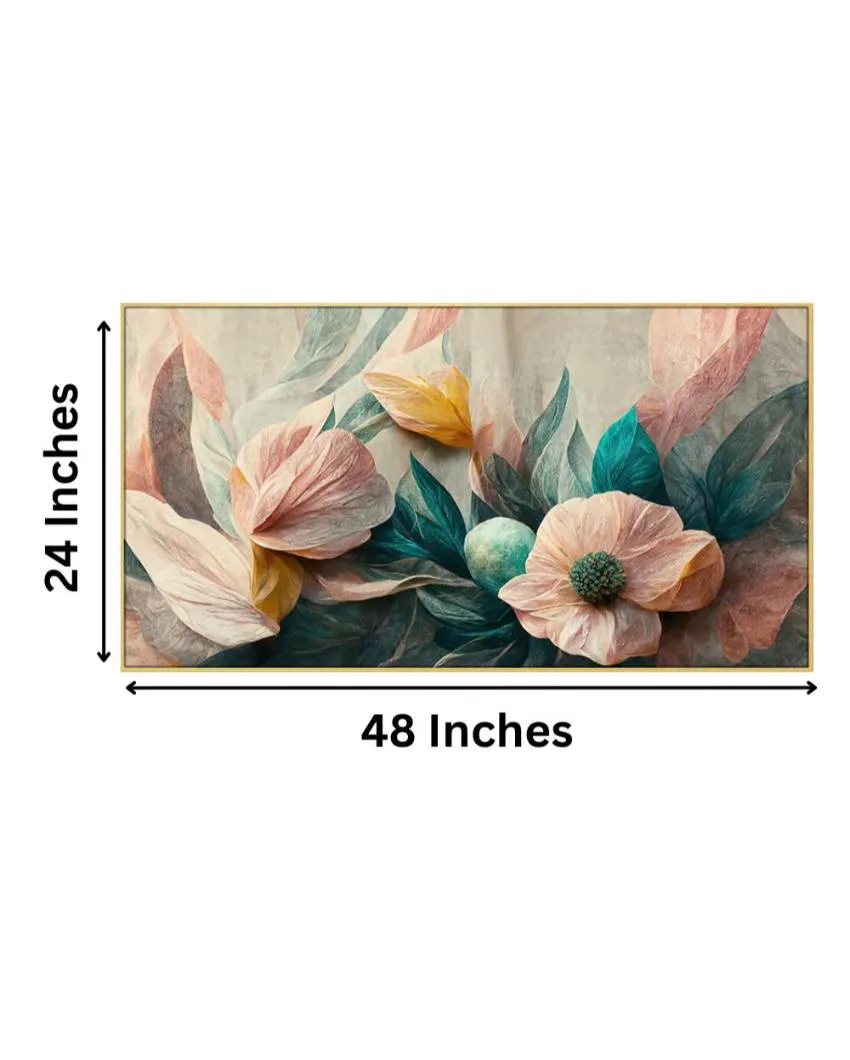 Art Prints Luxurious  Pink Flowers Canvas Frame Wall Painting | 24 x 12 inches , 36 x 18 inches & 48 x 24 inches