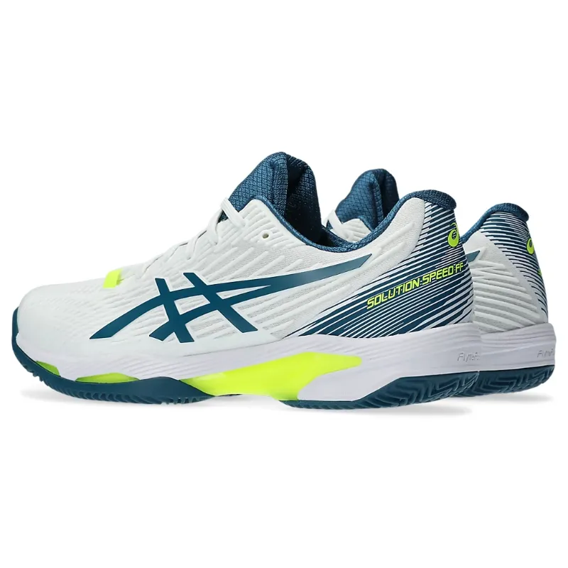 Asics Mens Solution Speed FF 2 Clay Tennis Shoes in White/Restful Teal