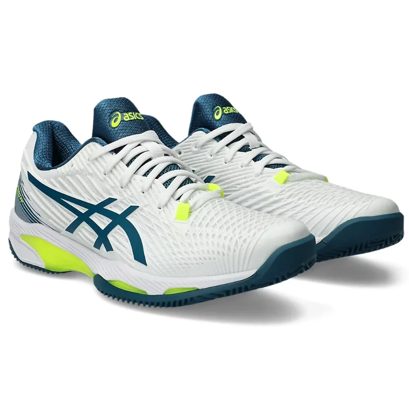 Asics Mens Solution Speed FF 2 Clay Tennis Shoes in White/Restful Teal