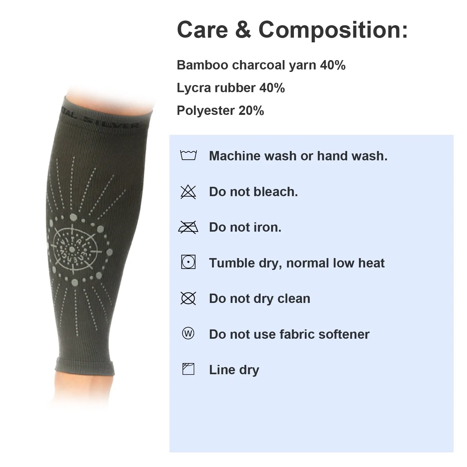 Bamboo Charcoal Calf/ Shin Sleeves (2PCS)