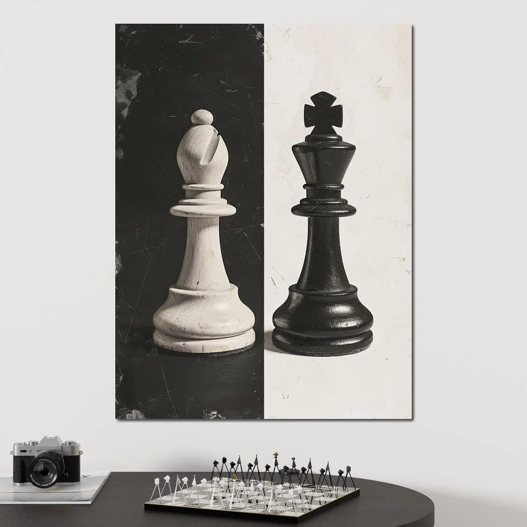 Black and White Chess Encounter