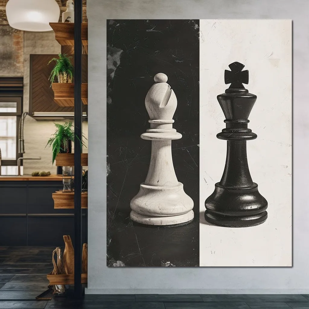 Black and White Chess Encounter