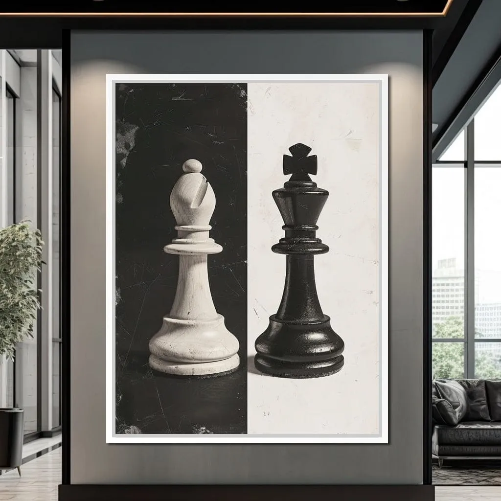 Black and White Chess Encounter
