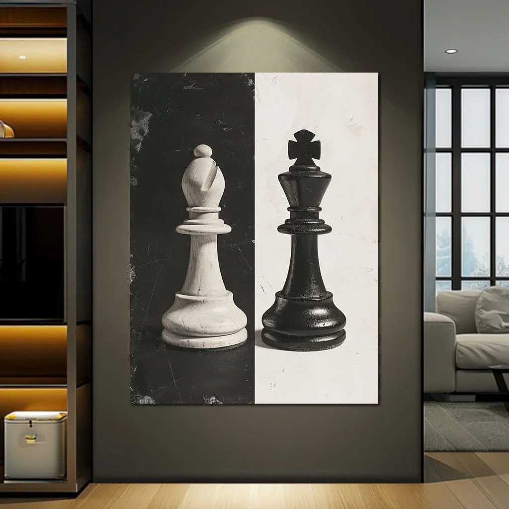 Black and White Chess Encounter