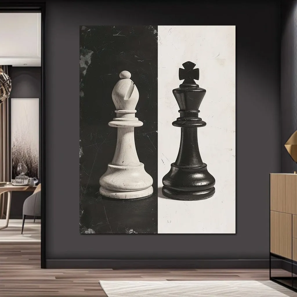 Black and White Chess Encounter