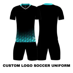 Custom Design Black Navy Soccer Jersey Uniform