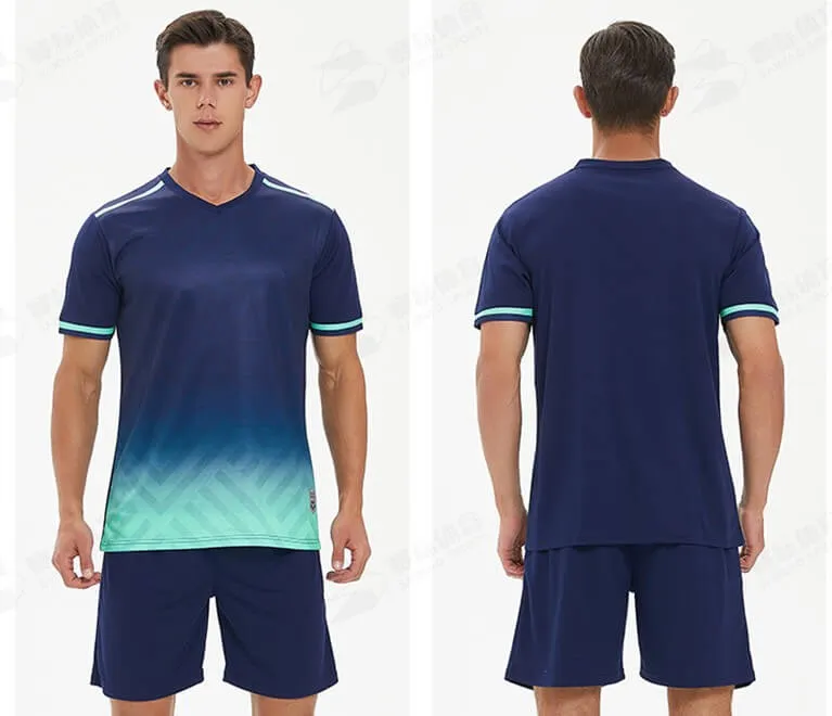 Custom Design Black Navy Soccer Jersey Uniform