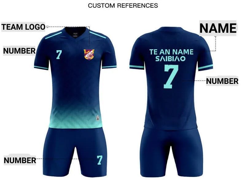 Custom Design Black Navy Soccer Jersey Uniform