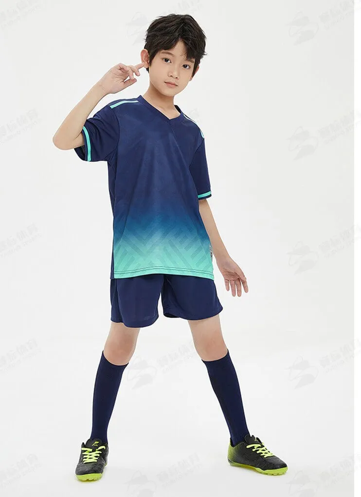 Custom Design Black Navy Soccer Jersey Uniform