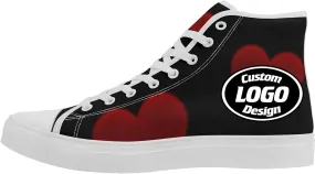 Custom High-Top Canvas Sneakers with Your Logo Image Name Words Trendy Casual Comfort Light Weight Fashion Daily Wear Shoes
