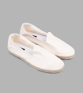 Drake's Cotton Herringbone Espadrilles / Ecru