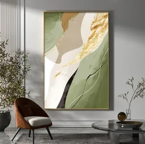 Earthy Colors Nordic Abstract Geomorphic Wall Art Fine Art Canvas Prints Green Brown Beige Orange Pictures For Living Room Dining Room Decor