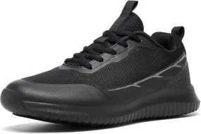 ENLEN&BENNA TRM Non Slip Shoes for Men Food Service Comfortable Slip Resistant Long Time Standing Work Shoes Restaurant Kitchen Chef Black Fashion Mesh Sneakers