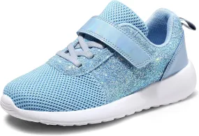 Harvest Land Toddler Glitter Tennis Shoes Slip On Boys Girls Sneakers Casual Running Shoes Woven Breathable with Soft Soled Sports Hook-Loop Outdoor Shoes
