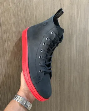 Premium Black Suede High Top Sneakers for Smoke Design