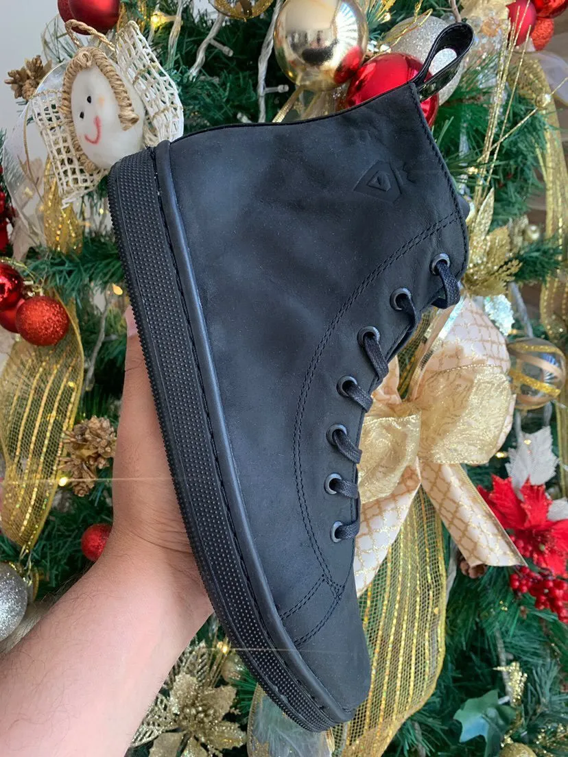 Premium Black Suede High Top Sneakers for Smoke Design