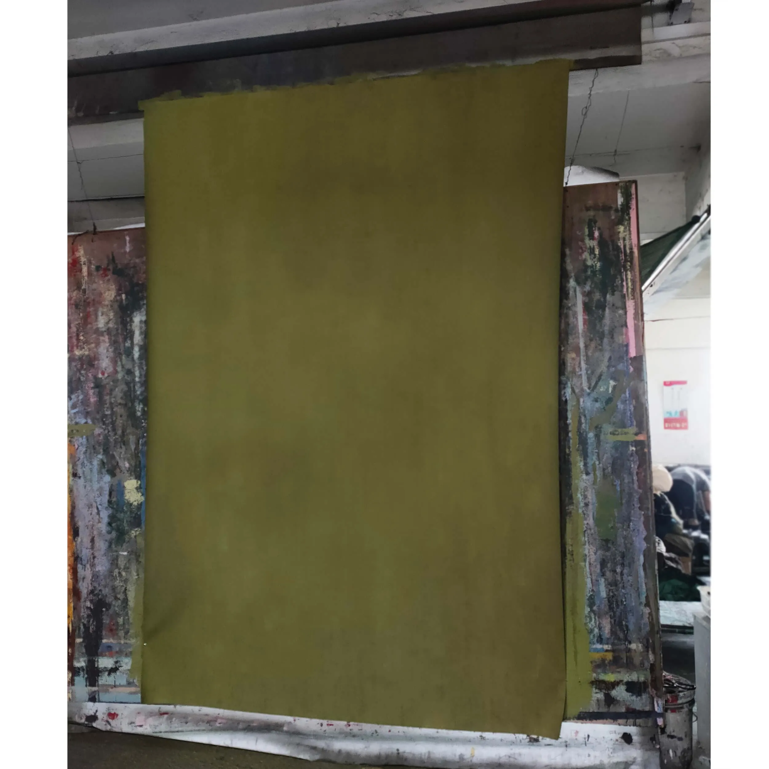 (HP-NS) 2x3m Green Hand-Painted Canvas Material Backdrop