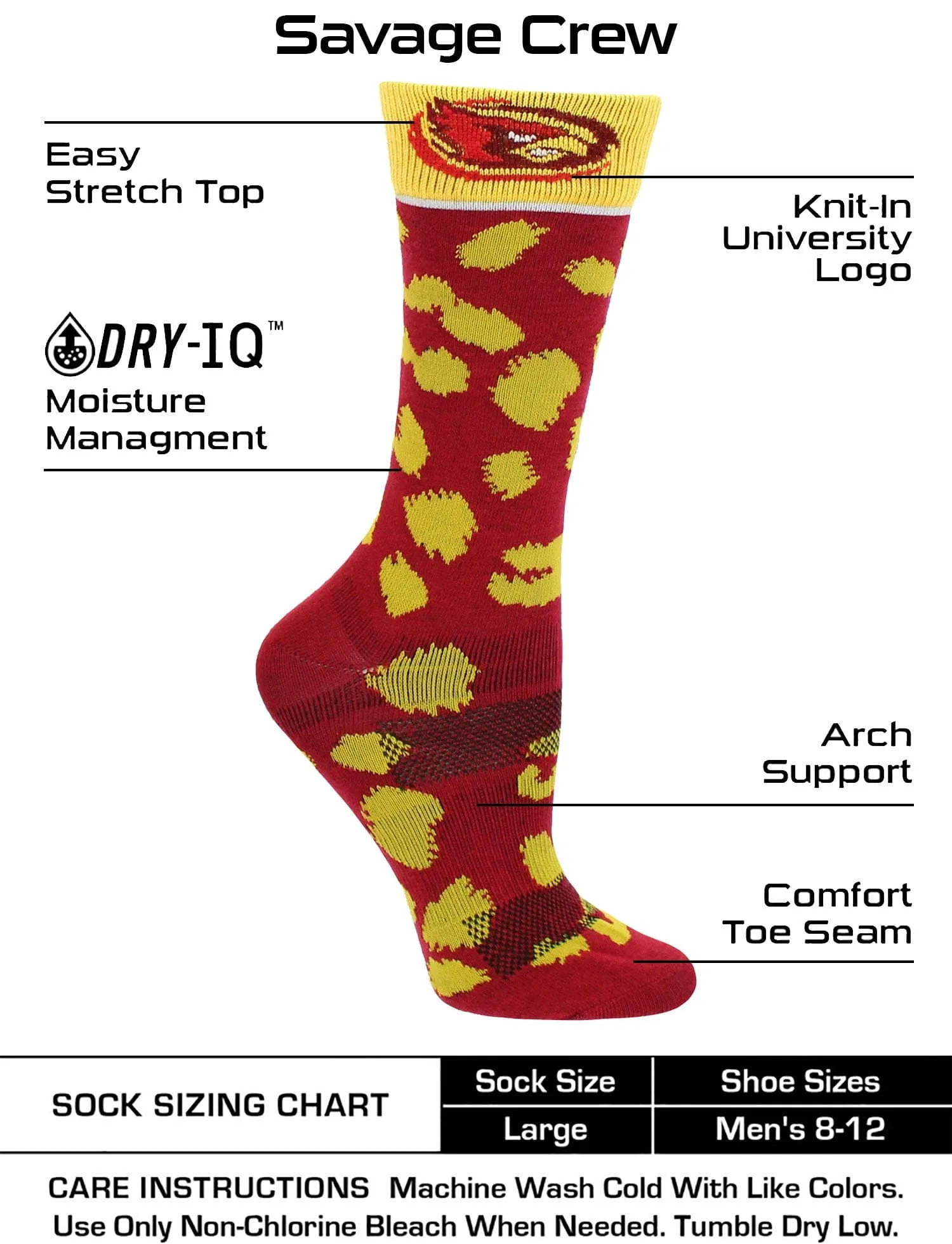 Iowa State Cyclones Socks Womens Savage Crew Socks