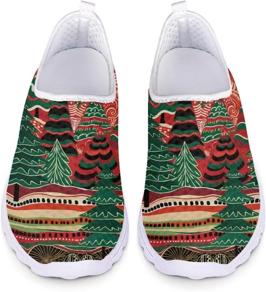Jeiento Christmas Running Shoes Fashion Slip-On Workout Sneakers Athletic Walking Shoes for Hiking Walking Sports Gym Shoes