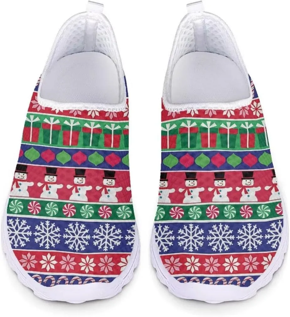 Jeiento Christmas Running Shoes Fashion Slip-On Workout Sneakers Athletic Walking Shoes for Hiking Walking Sports Gym Shoes