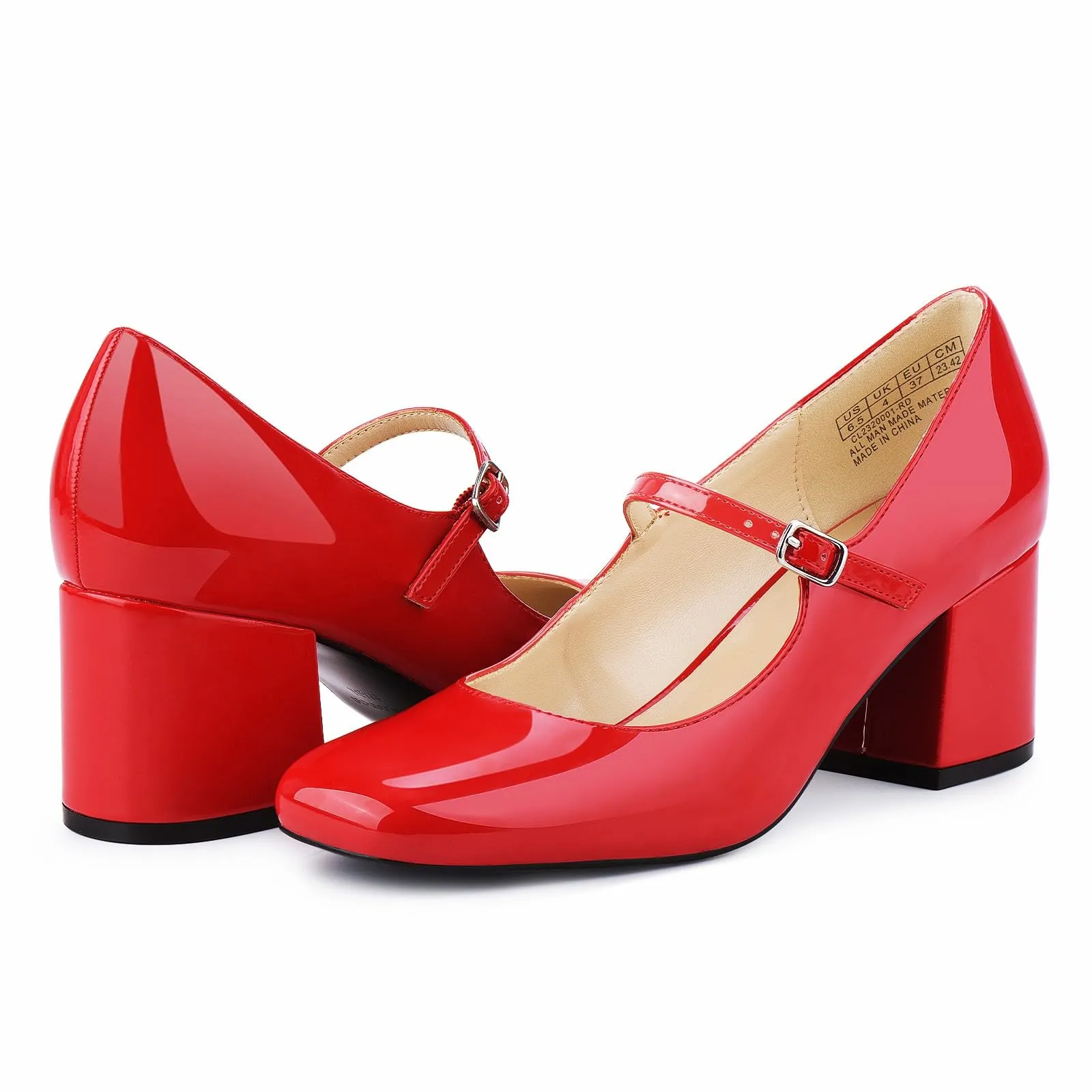 JENN ARDOR Block Heels for Women Chunky Heel, Mary Jane Closed Toe Work Pumps Comfortable Square Toe Dress Shoes