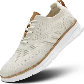 Kundork Men's Casual Dress Shoes Comfort Walking Shoes Mesh Knit Lightweight Breathable Sneakers