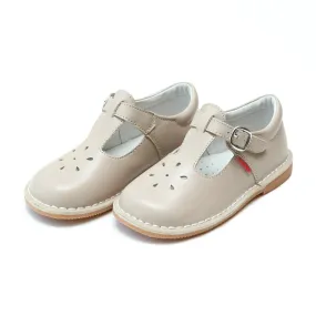 L'amour Joy Classic Leather Stitch Down T-Strap Mary Jane - Almond
