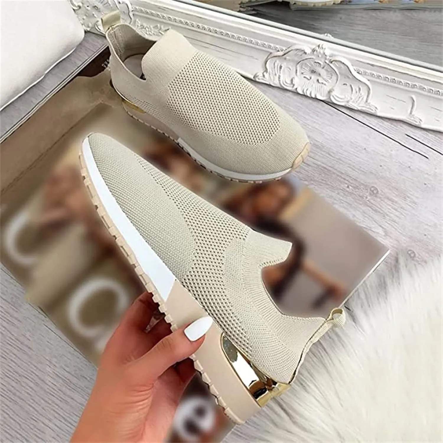Lausiuoe Sneakers For Women Walking Shoes Comfortable Running Shoes Fashion Tennis Athletic Walking Gym Sports Sneakers