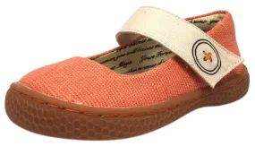 Livie & Luca Girl's Carta II Orange Natural Textile Mary Jane Shoe with Hook and Loop Closure