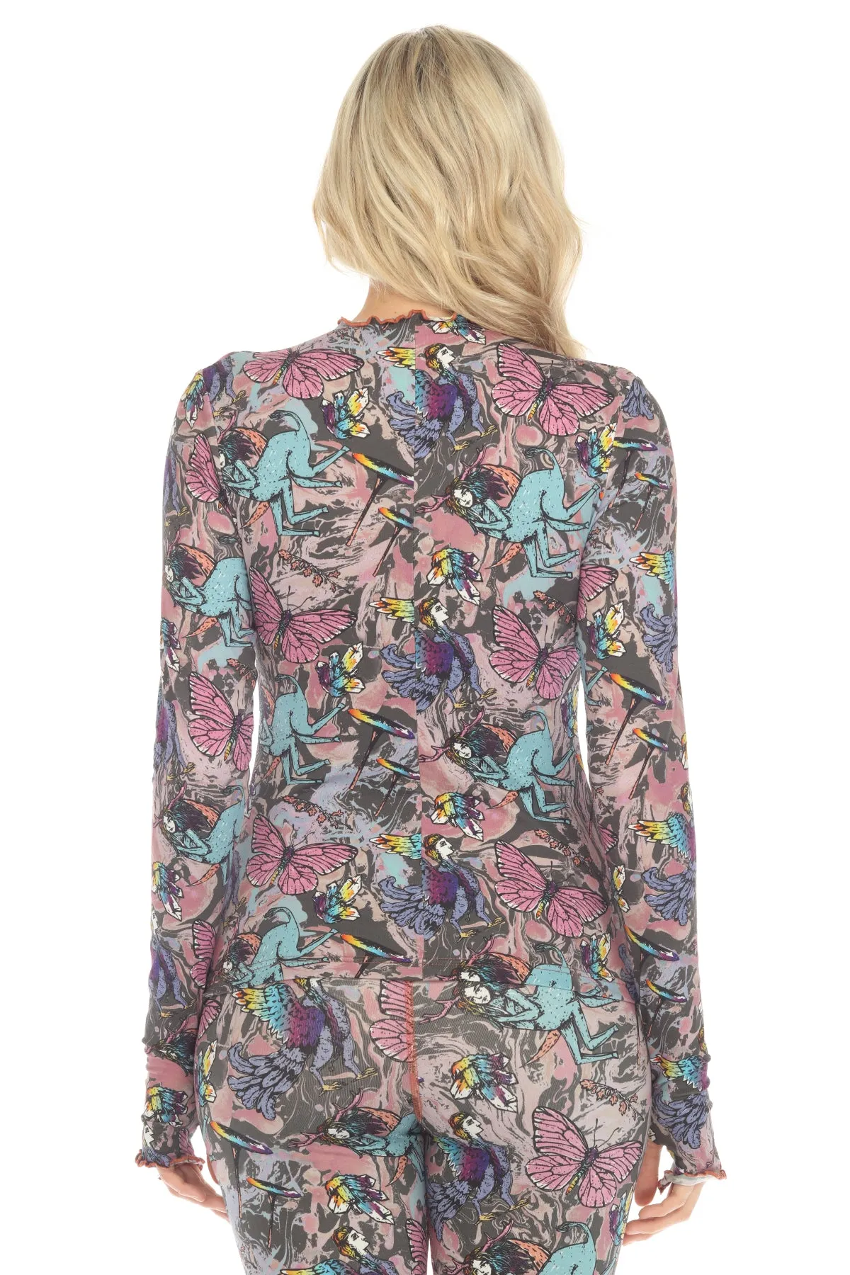 LS High Neck Bust Shirring Top