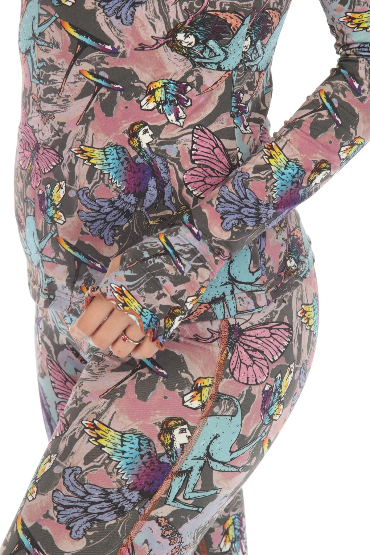 LS High Neck Bust Shirring Top
