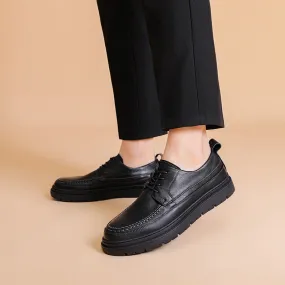 Men Retro Solid Cowhide Thick Soled Casual Shoes
