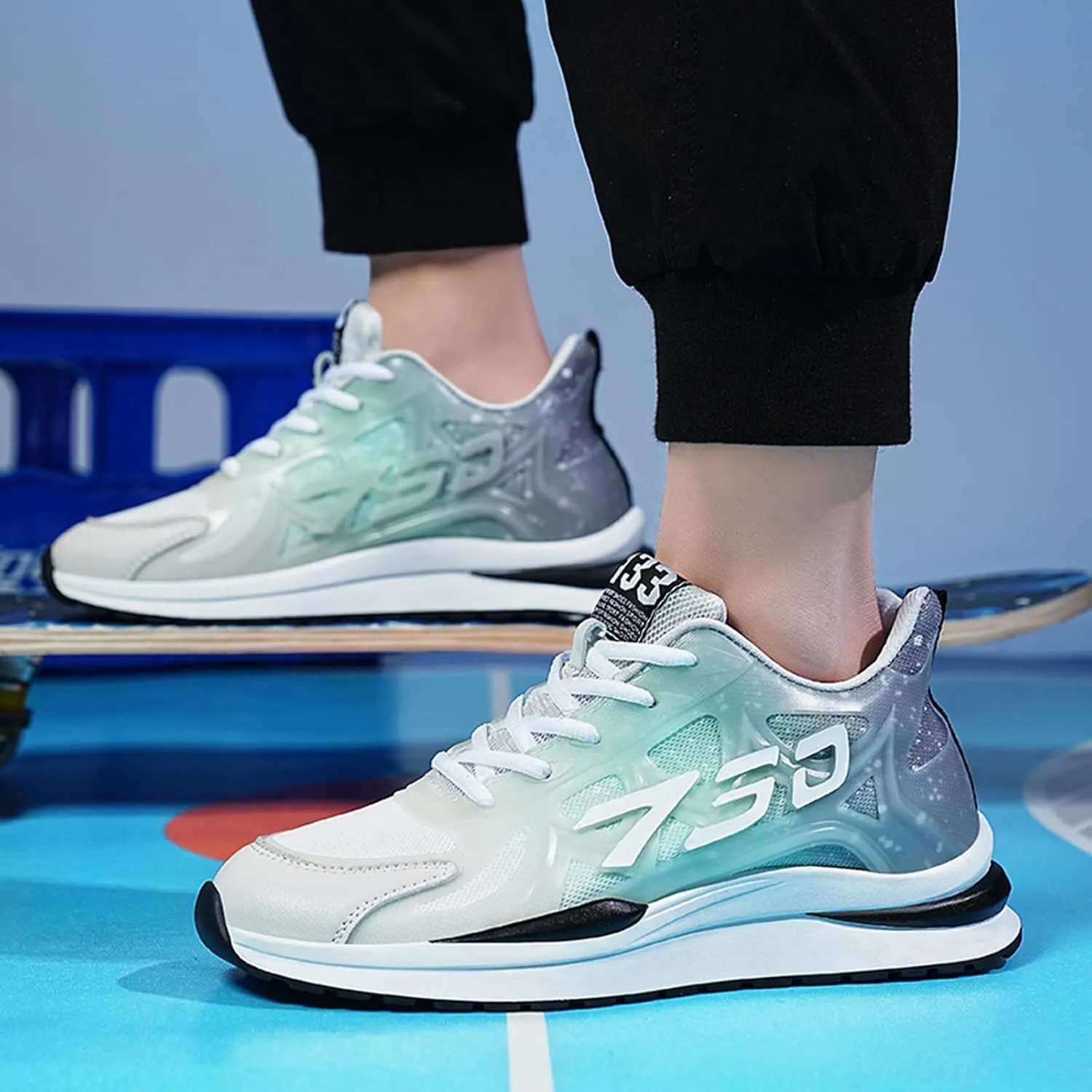Men's Elevator Sneakers 2.36 Inch Invisible Height Increasing Lace up Fashion Sneakers