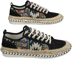Men's Trendy Ethnic Style Low Top Skateboard Shoes, Comfy Non Slip Breathable Lace Up Sneakers for Men's Outdoor Activities