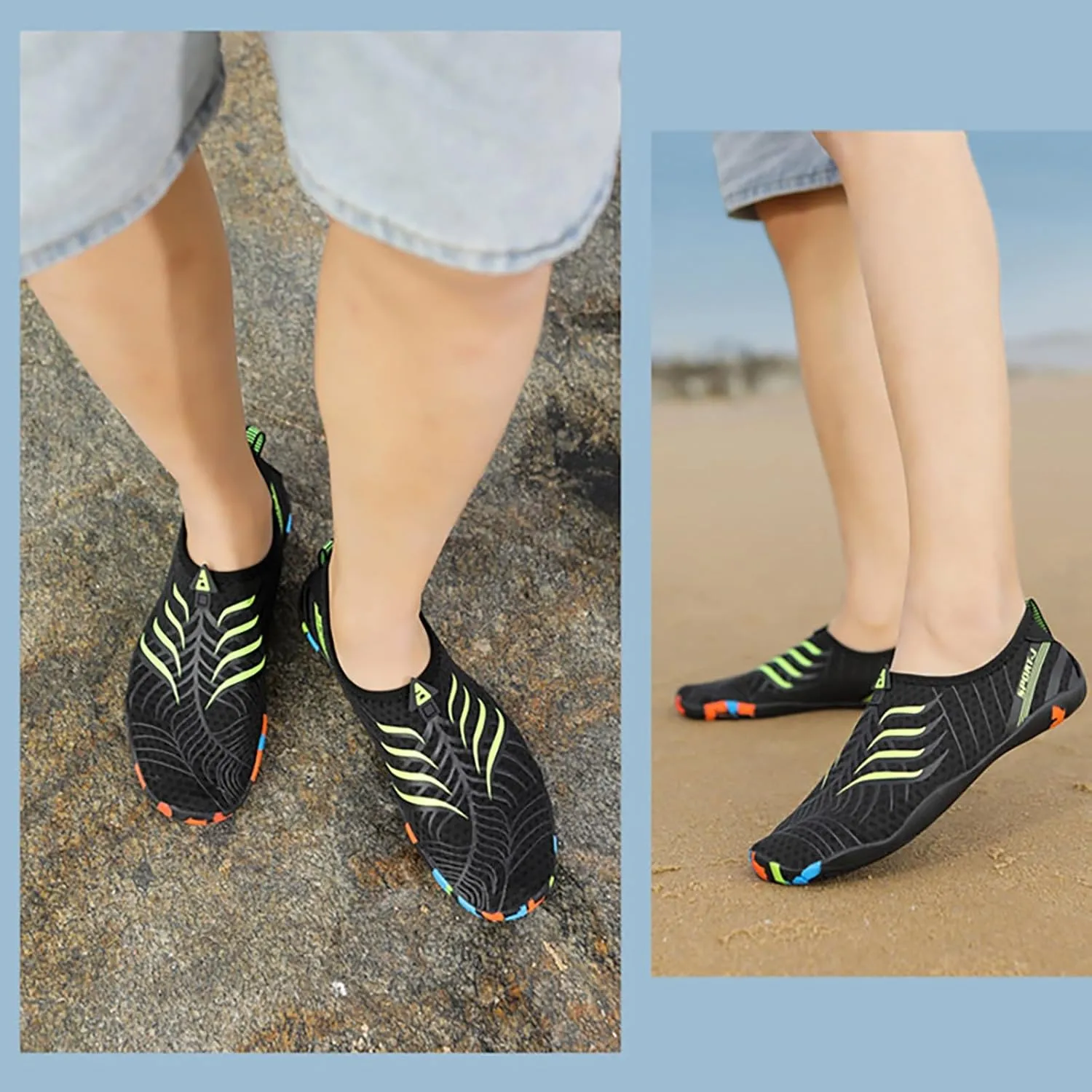 Mens Water Shoes Wide Feet Barefoot Aqua Socks Quick Dry Water Hiking Shoes for Pool Hiking Training Outdoor Water Sports