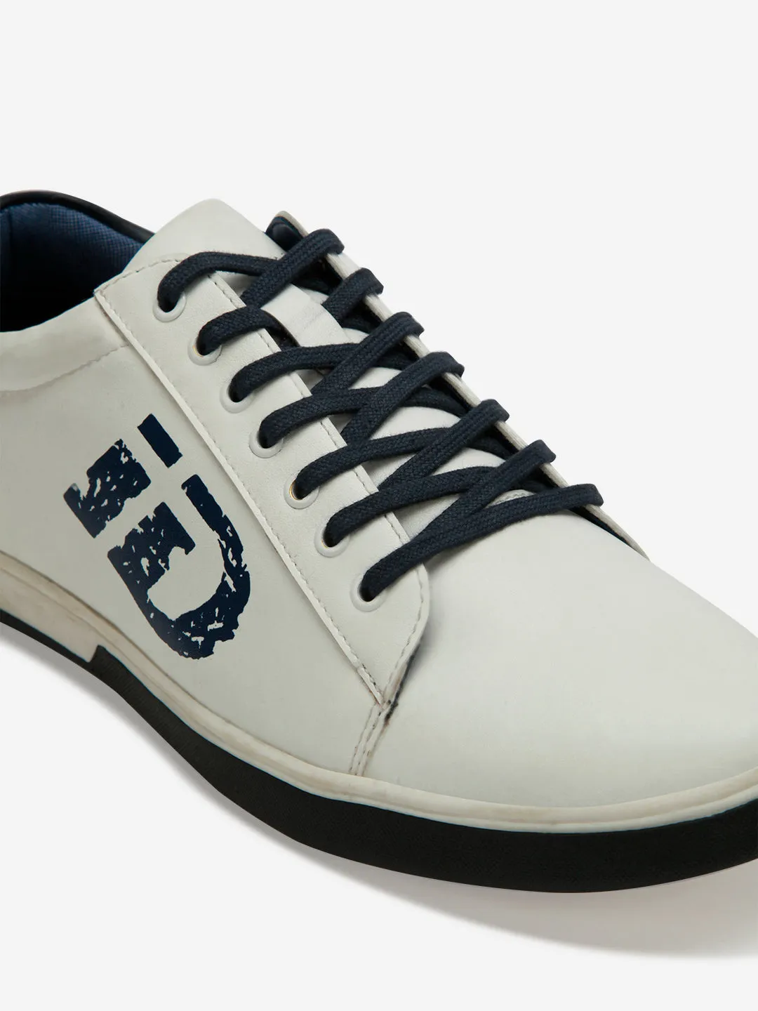 Men's White iD Signature Round Toe Lace Up Casual (IX1025)