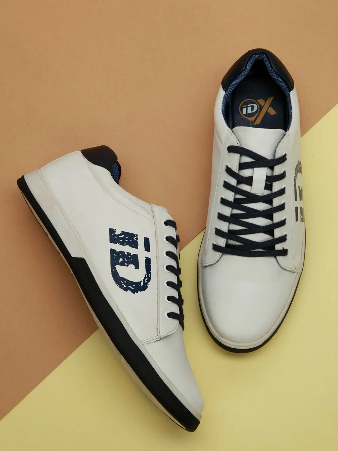Men's White iD Signature Round Toe Lace Up Casual (IX1025)