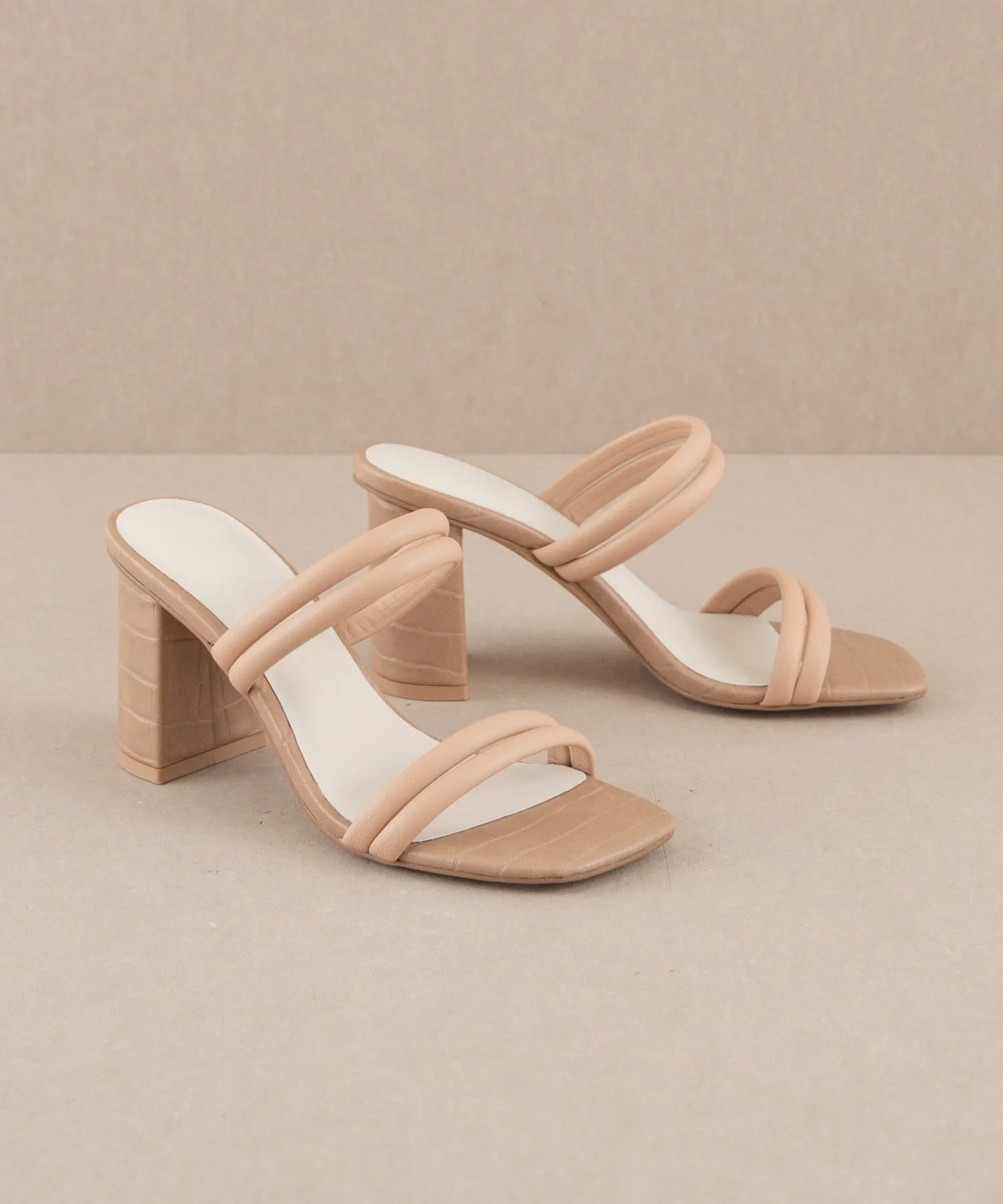 Neutral Faux Leather Heels