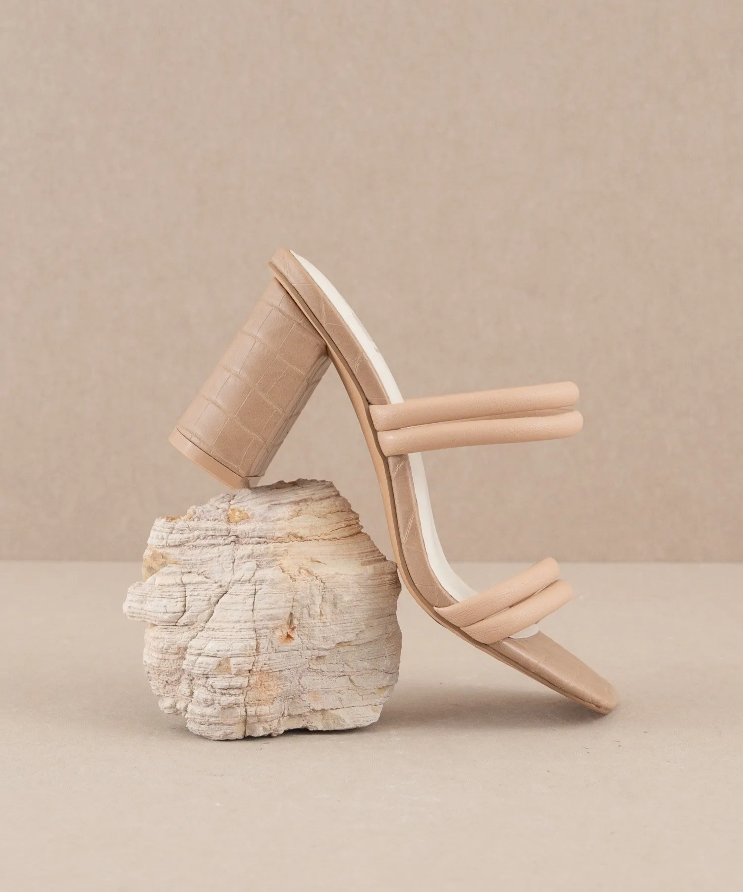 Neutral Faux Leather Heels