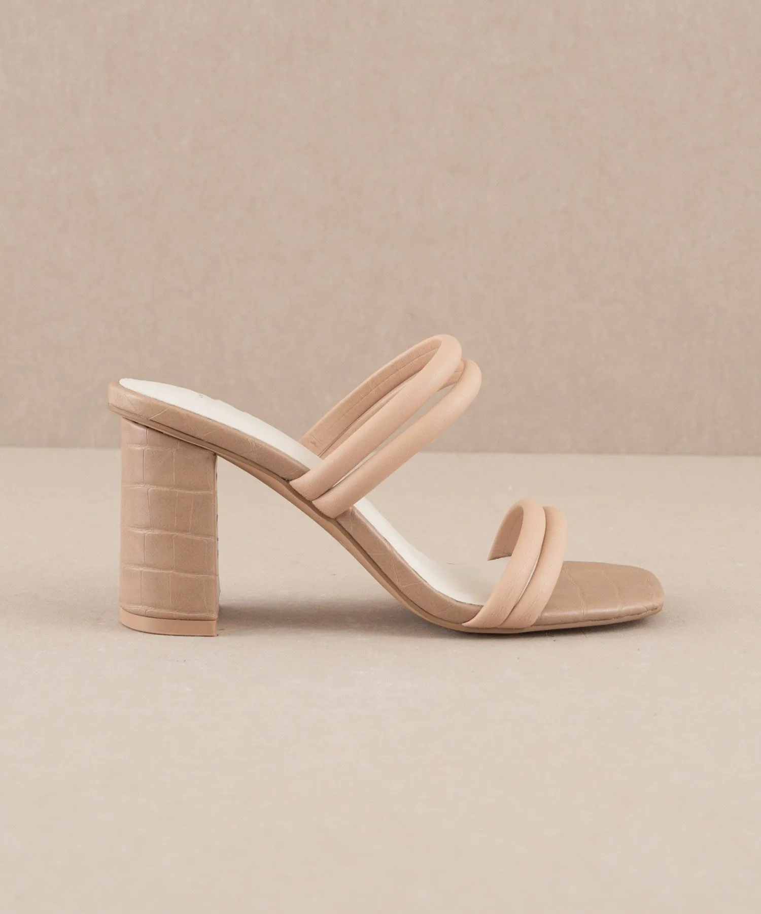 Neutral Faux Leather Heels