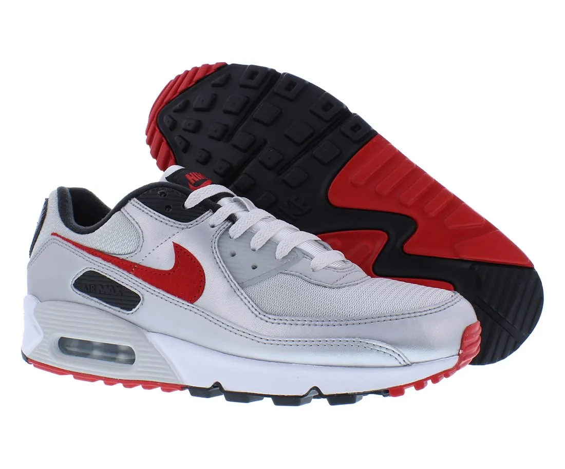 NIKE Men's Retro Air Max 90 Icons Silver Bullet-45, Photon Dust University Red 001, 11