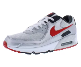 NIKE Men's Retro Air Max 90 Icons Silver Bullet-45, Photon Dust University Red 001, 11