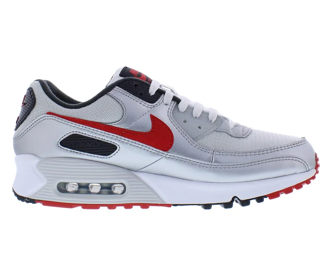 NIKE Men's Retro Air Max 90 Icons Silver Bullet-45, Photon Dust University Red 001, 11