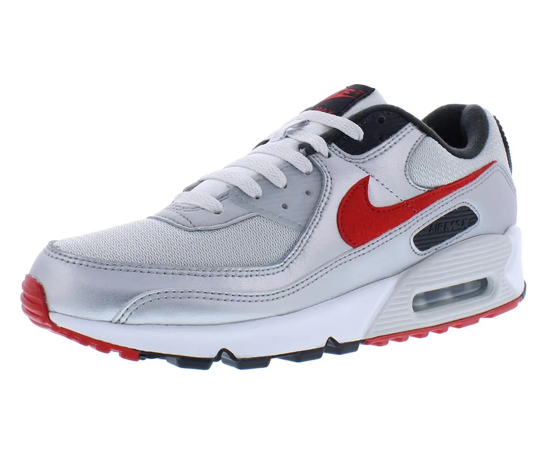NIKE Men's Retro Air Max 90 Icons Silver Bullet-45, Photon Dust University Red 001, 11
