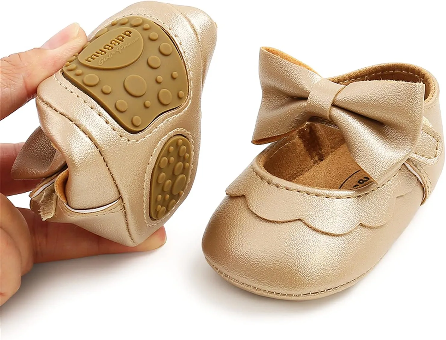 RVROVIC Baby Girls Shoes Soft Sole Mary Jane Flats Princess Dresses Shoes PU Cute Bow Prewalker